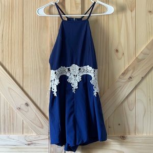Blue lace romper